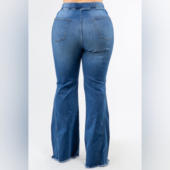 High Waist Denim Flare Pants - Picture 3 of 7